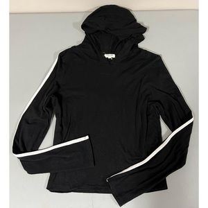 Heart & Hips Black Striped Long Sleeve Top Tee T-Shirt Hoodie Size L 🤍🖤⚽️ #top